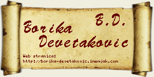 Borika Devetaković vizit kartica